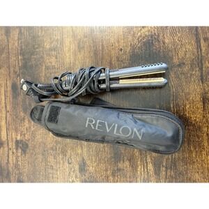 Revlon Mini Flat Iron Travel Hair Straightener 1/2" Ceramic Plates w Case